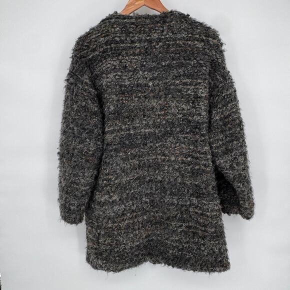 Zara Womens Gray Bouclé Wool Blend Oversized Jacket M Dark Academia Minimalist - Picture 2 of 8